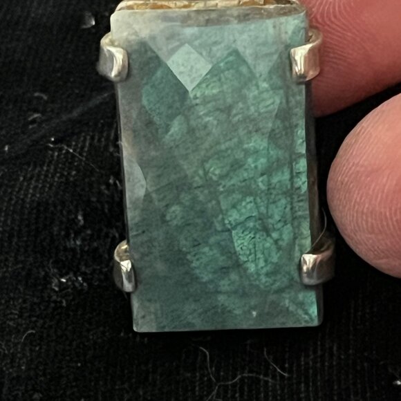 Vintage Rectangular Labradorite Hinged Sterling Silver Pendant - 10g - VG / EUC - Picture 6 of 14